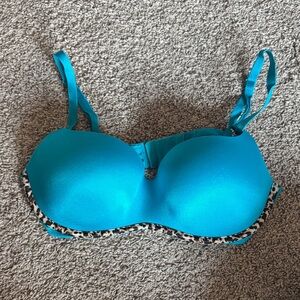 Victoria's Secret Teal Bra with Leopard Accent
